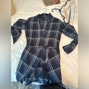Club Monaco silk plaid shirt dress